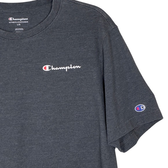 Champion Men's Classic Gray Graphic Logo Crew Neck Short Sleeve‎ T-Shirt Size L - Picture 2 of 6